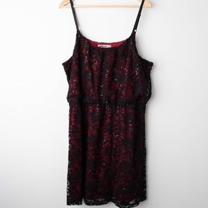 [baileyblue] Red Dress with Black Sequin Overlay